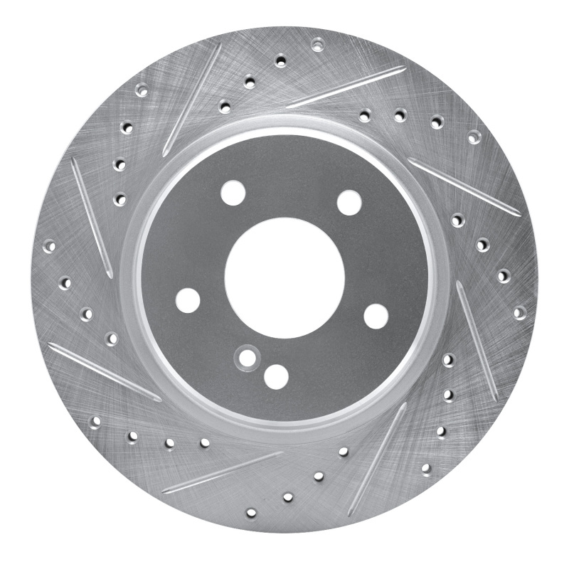 Chrysler CrossFIRE Brake Rotor (1) - Rear Left - R1 Concepts - Drilled & Slotted - Silver - `98-`09